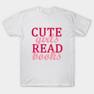 Pink Cute Girls Read Books T-Shirt